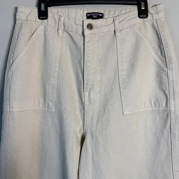 NWOT PrettyLittleThing Wide Leg Cargo Pants Women's 8 Tall Tan High Rise Neutral - Picture 6 of 13